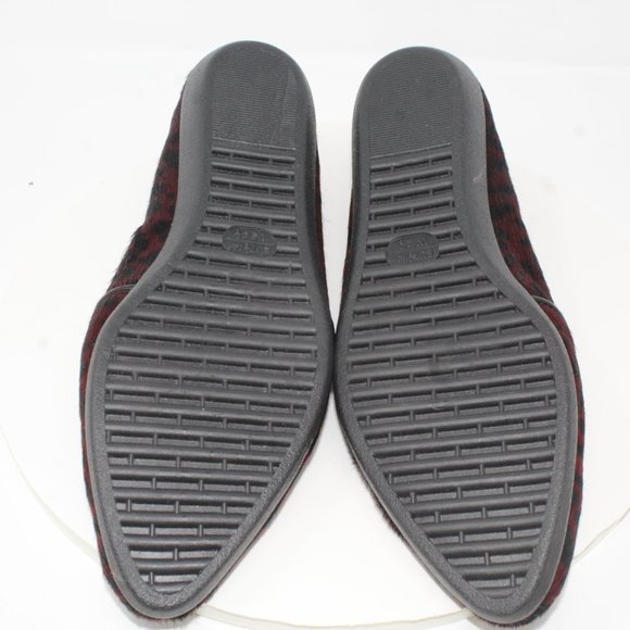 The Flexx Vera Pelle 9.5M Dark Red Black Animal Print Leather Almond Toe Flats - Picture 7 of 10